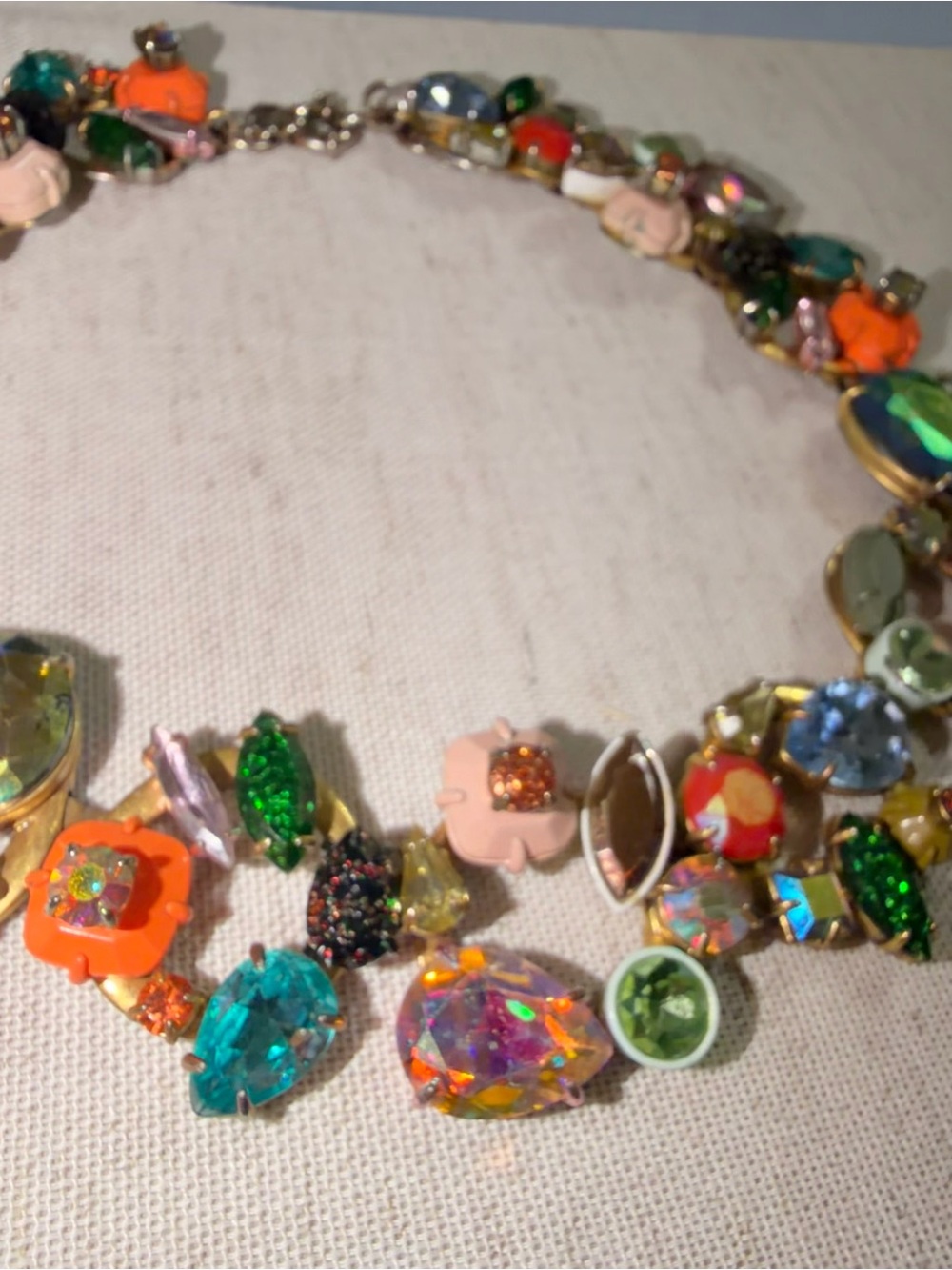 J. Crew Multicolor Crystal Wreathe Floral Brulee Statement Necklace - Picture 9 of 14
